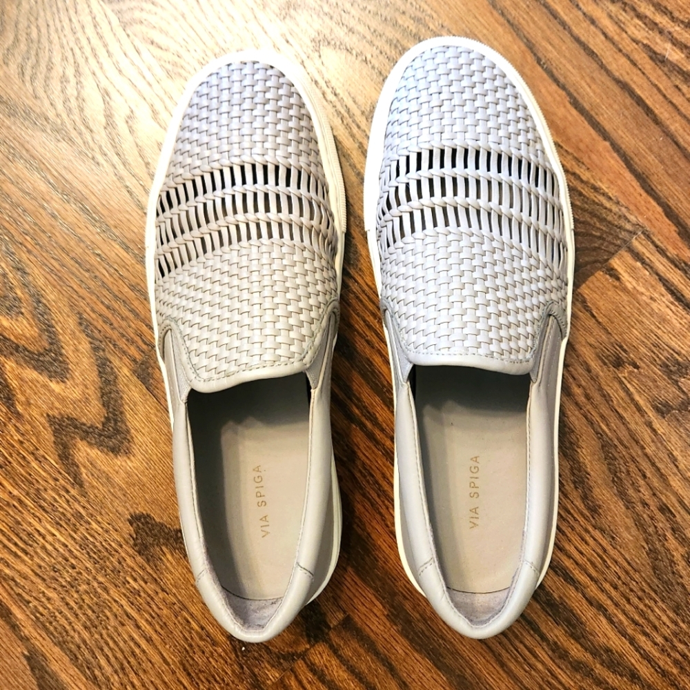 Via Spiga Grey Leather Sneakers